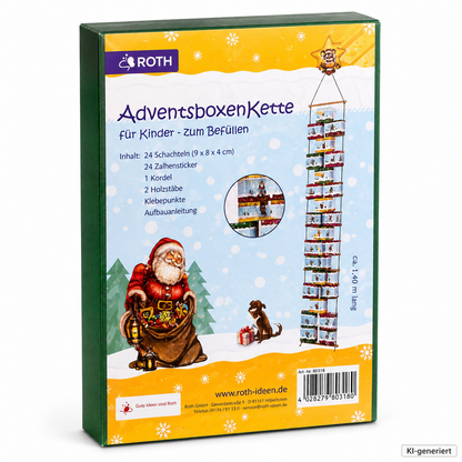 ROTH Adventsboxenkette Kinder 24 Boxen Adventskalender zum Befüllen 80318 D4