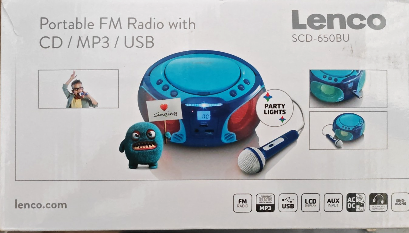 Lenco SCD-650BU CD Player Radio Kinder Boombox USB Mikrofon Tragbar 6W o.K A6