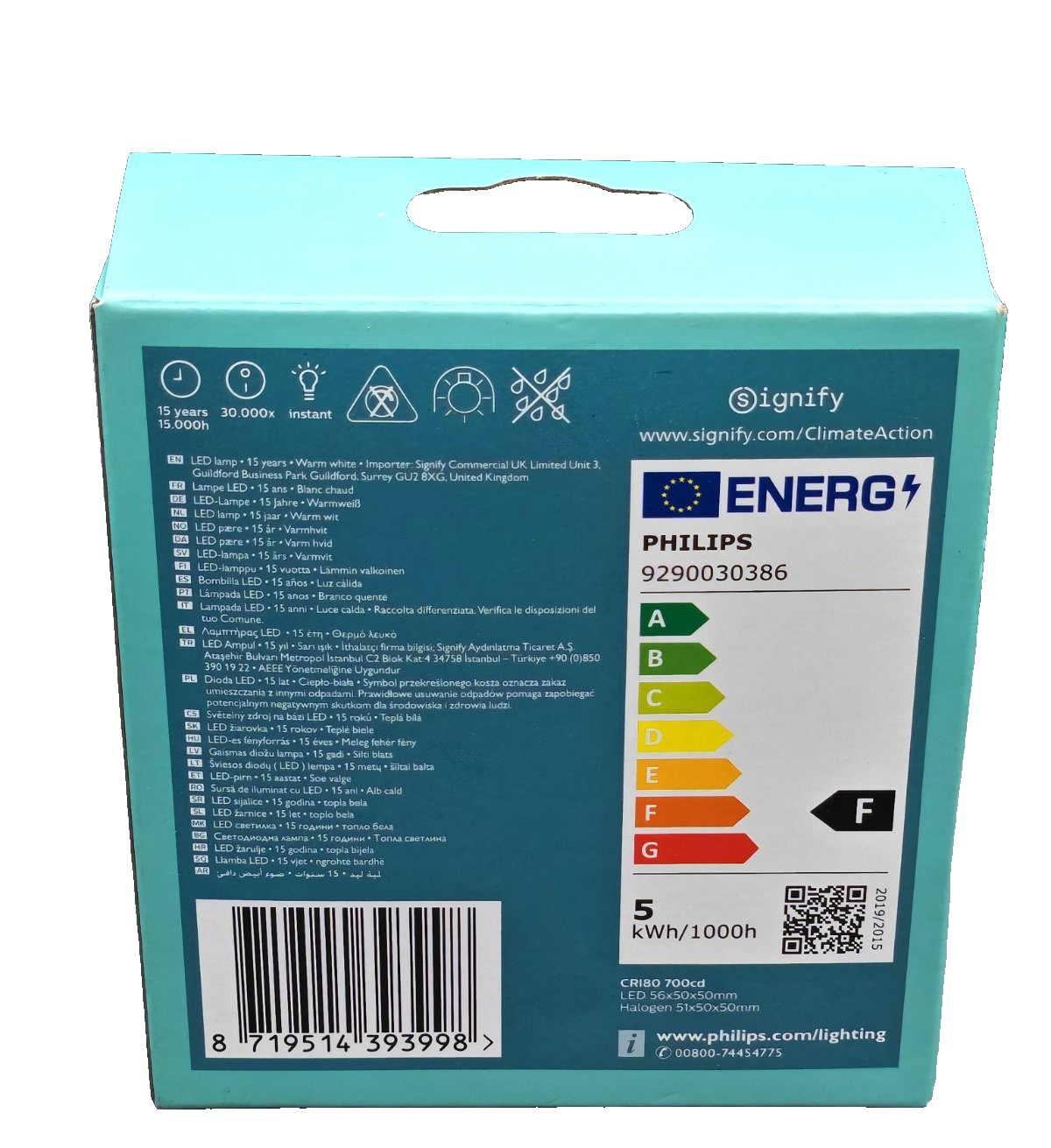 Philips LED 50W, GU10, Warmweiß 2700K, 3 Stück