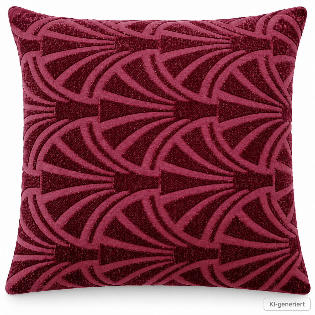 Deko Kissen 45x45 cm Bordeaux Rot Samtoptik Geometrisch Sofakissen Zierkissen C6