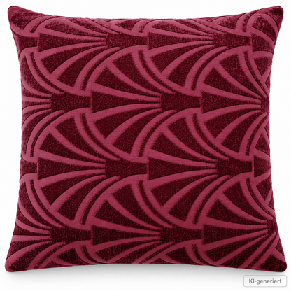 Deko Kissen 45x45 cm Bordeaux Rot Samtoptik Geometrisch Sofakissen Zierkissen C6