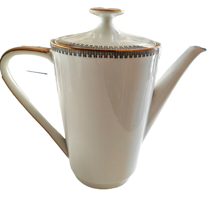 Seltmann Weiden Bavaria Kaffeekanne Porzellan Weiß Gold Vintage mit Deckel A6