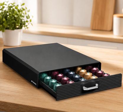 Navaris Kapselhalter für 50 Nespresso Kapseln Kapselspender Schublade Schwarz B6