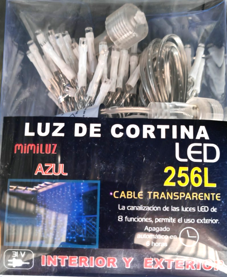 MIMILUZ LED Lichtervorhang 256 LEDs Blau 1,8x1,8m IP44 Timer Außen Innen HA35