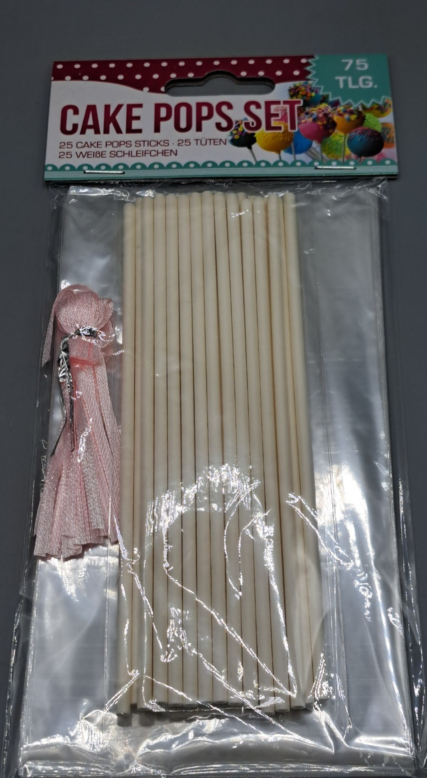 Cake Pops Set 75-teilig mit Sticks, Tüten & Schleifchen Backzubehör ✅