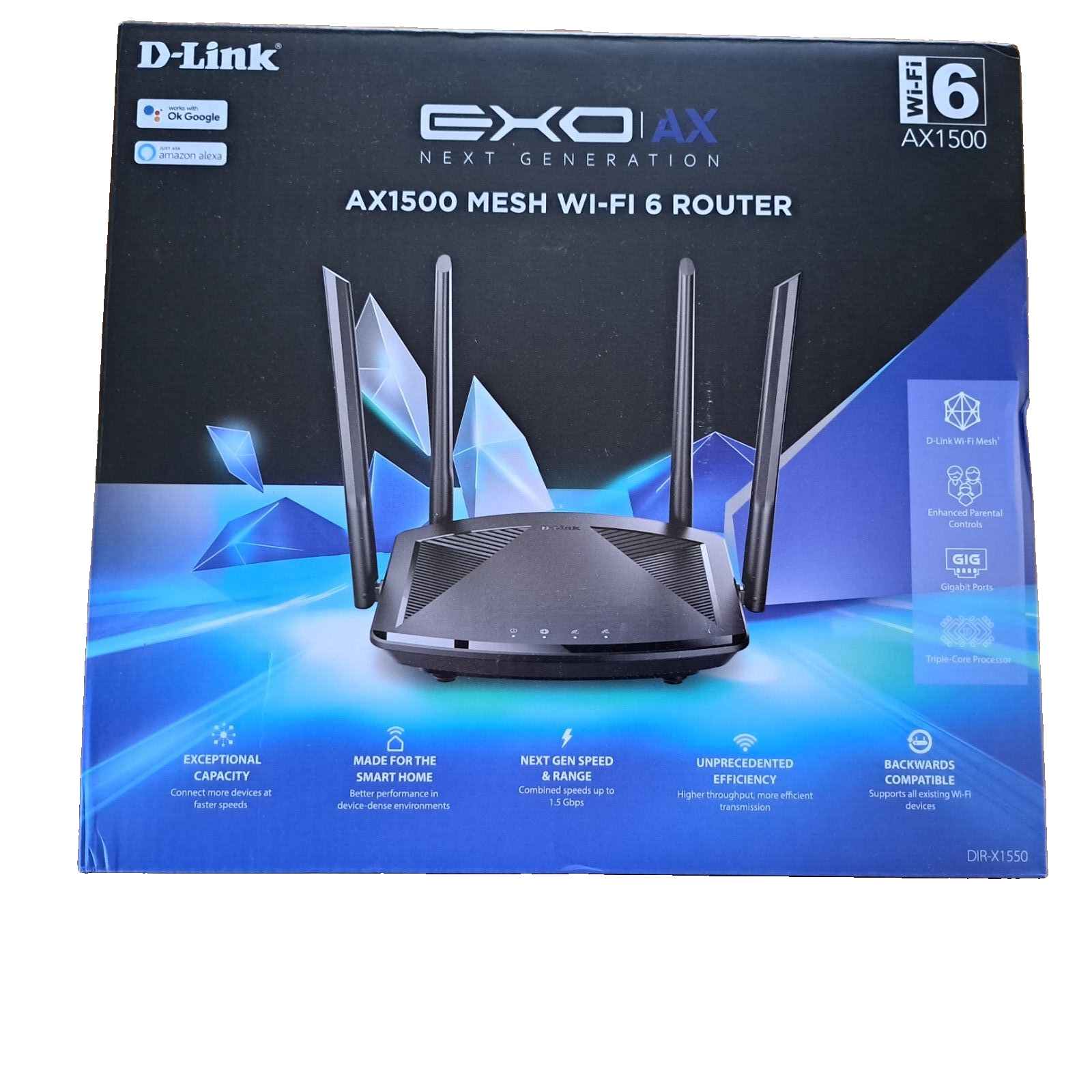 D-Link DIR-X1550 EXO AX AX1500 Mesh Wi-Fi 6 Router Schwarz -Retoure