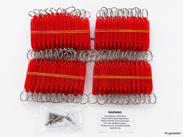 WINTEX 100x Schlüsselanhänger Rot mit Ring Beschriftbar Schlüsselschilder Tag A8