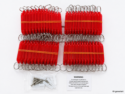 WINTEX 100x Schlüsselanhänger Rot mit Ring Beschriftbar Schlüsselschilder Tag A8