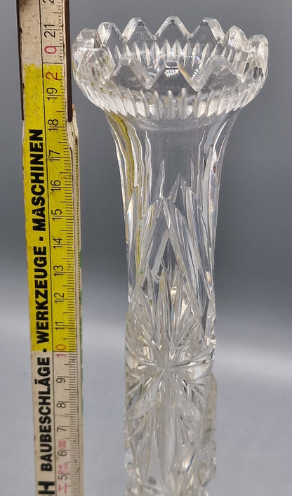 Antiquität Kerzenständer Glas 21 cm hoch Vintage Halter Sammler