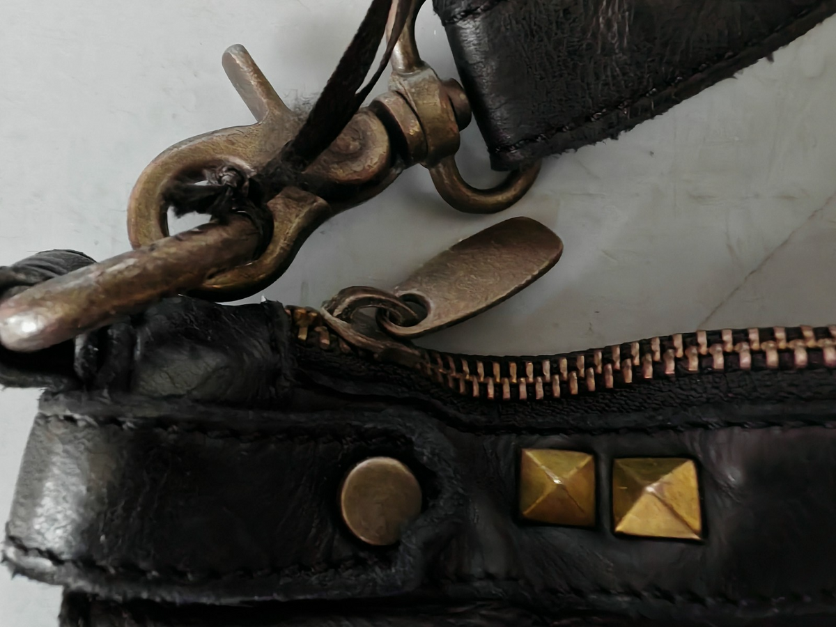 Desiderius Faustus Ledertasche Schwarz Echtleder Umhängetasche Schultertasche H2