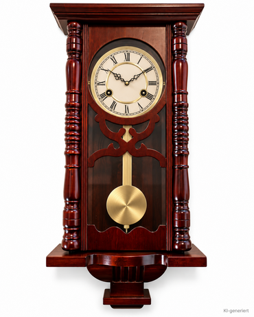 Klassische Pendel Wanduhr Holz Nussbaum Antik Stil Römische Ziffern E7