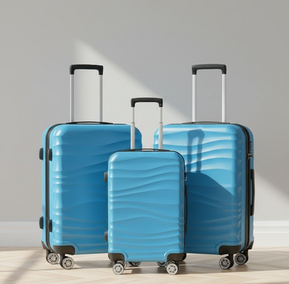 DMS BK-3002 Kofferset 3-tlg. ABS Hartschale Trolley mit Schloss