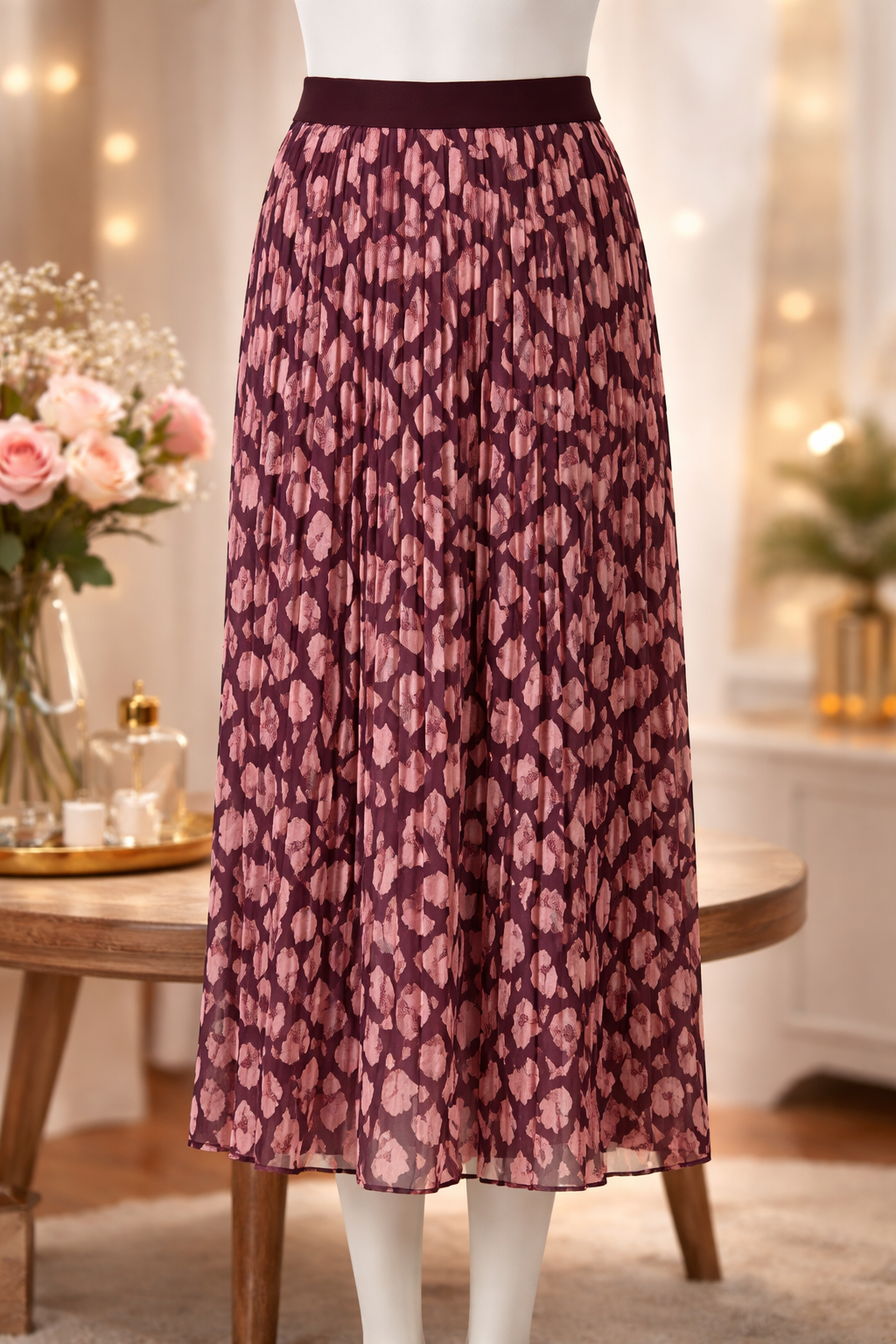 Souls by Eywasouls Maxi Rock Damen Gr. 42 Aubergine gemustert
