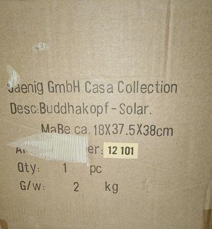Solar Buddha Gartenfigur 38 cm LED Solarleuchte Deko Buddhakopf Casa HA18