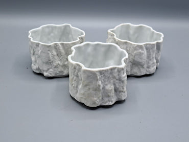 3x Bareuther Waldsassen 214, Vintage, Bisquit-Porzellan, Becher