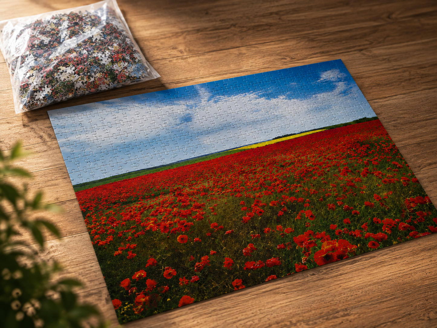 Puzzle Mohnwiese 1000 Teile Landschaft Blumenwiese Legepuzzle Erwachsene XXL D8