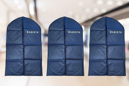 3x BABISTA, Kleidersack, Kleiderschutz, Stoff, Reißverschluss, Blau