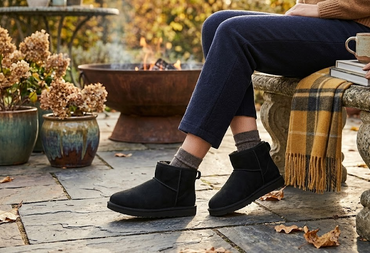 EMU Australia Damen Bootie Stinger Lammfell wasserfest Schwarz 37-38