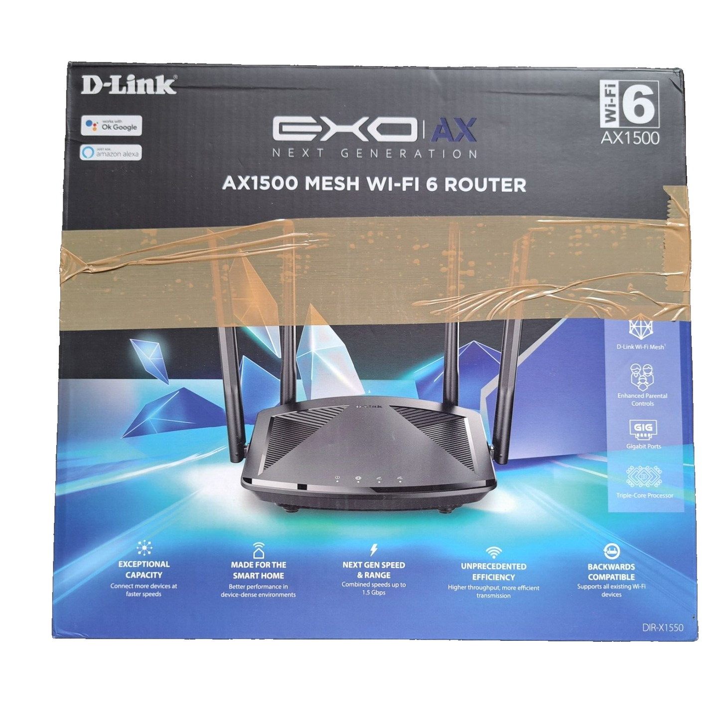 D-Link DIR-X1550 EXO AX AX1500 Mesh Wi-Fi 6 Router Schwarz -Retoure