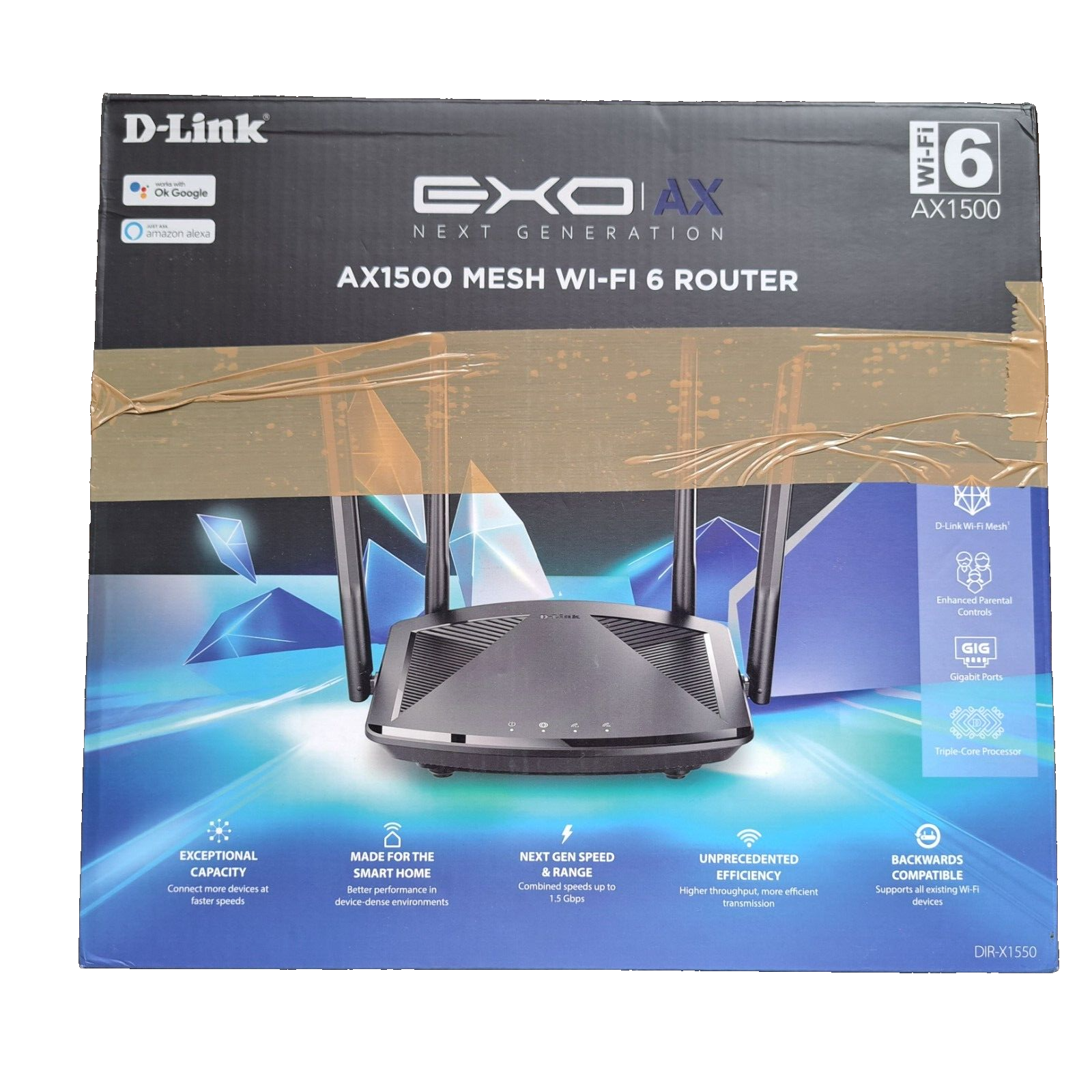 D-Link DIR-X1550 EXO AX AX1500 Mesh Wi-Fi 6 Router Schwarz -Retoure