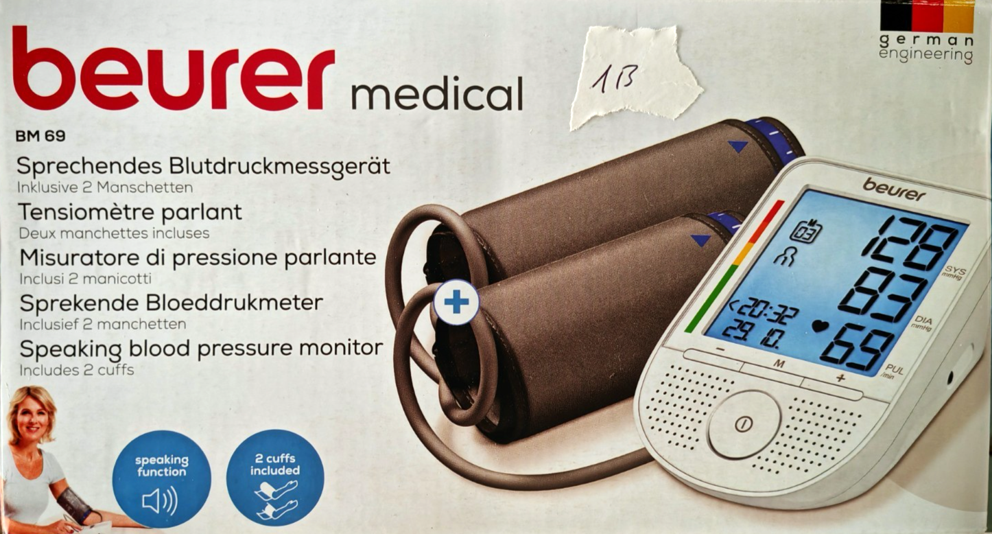 Beurer BM69 Oberarm Blutdruckmessgerät Pulsmessung Digital Weiß Komfort C04 o.Ba