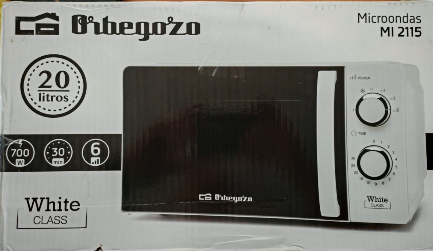 Orbegozo MI2115 Mikrowelle 20L 700W 6 Leistungsstufen Timer Weiß Küche HO-A22