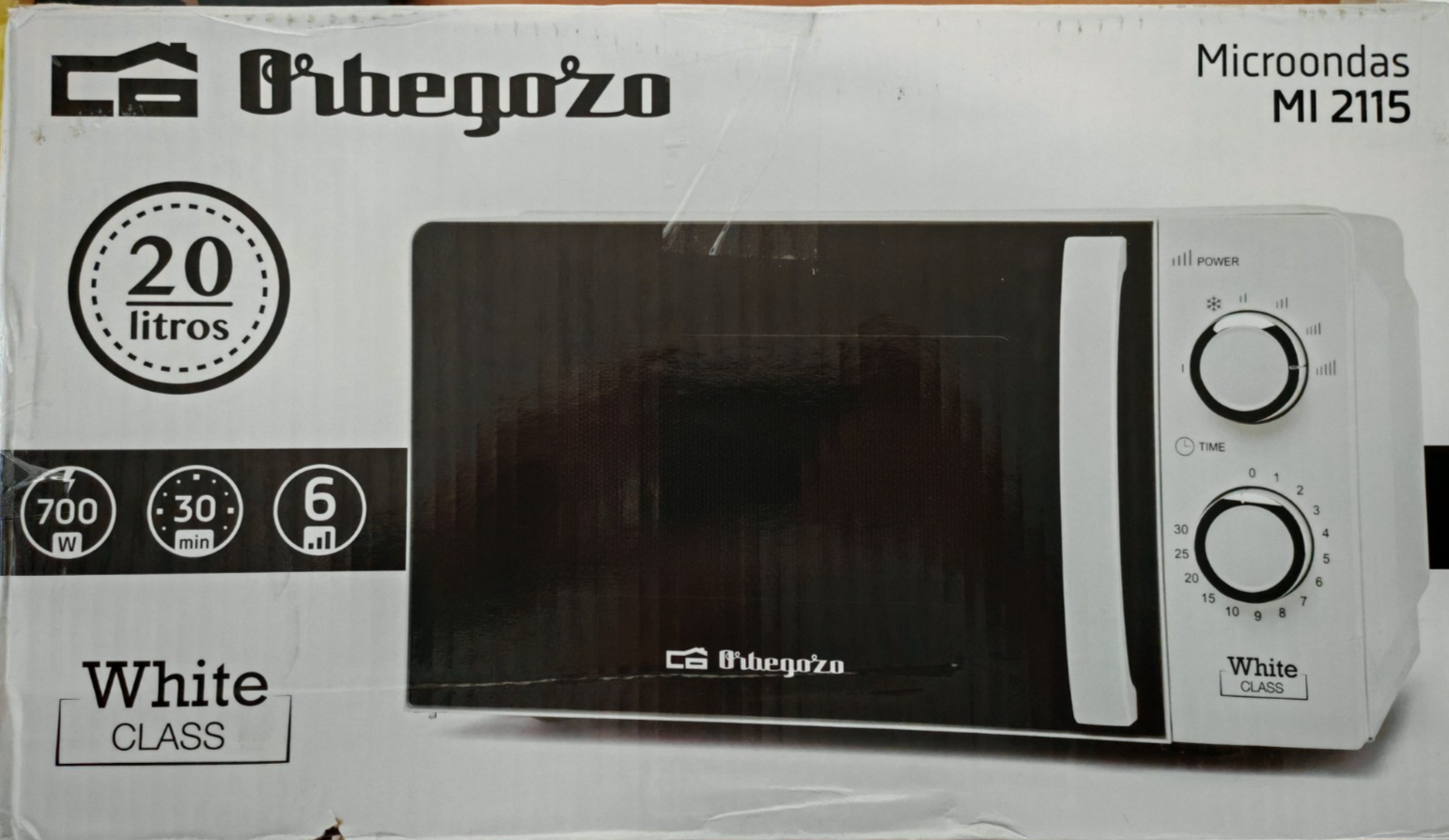 Orbegozo MI2115 Mikrowelle 20L 700W 6 Leistungsstufen Timer Weiß Küche HO-A22