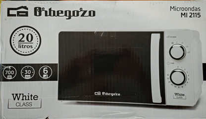 Orbegozo MI2115 Mikrowelle 20L 700W 6 Leistungsstufen Timer Weiß Küche HO-A22