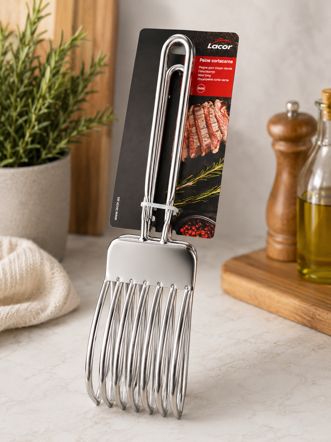 LACOR Fleischzange 30,5cm Edelstahl INOX Grillzange Küchenzange Profi B-07
