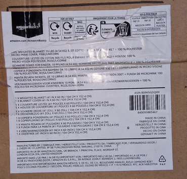 Amazon Basics Schwere Decke für Kinder 4,54 kg, Einhorn
