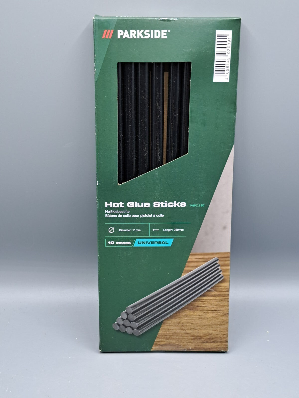 Parkside Heißklebestifte, 10 Stück, 11mm Durchmesser, Schwarz