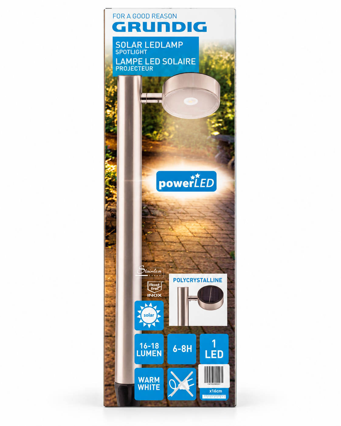 GRUNDIG Solar LED Gartenleuchte Edelstahl Wegeleuchte 65 cm Warmweiß A9