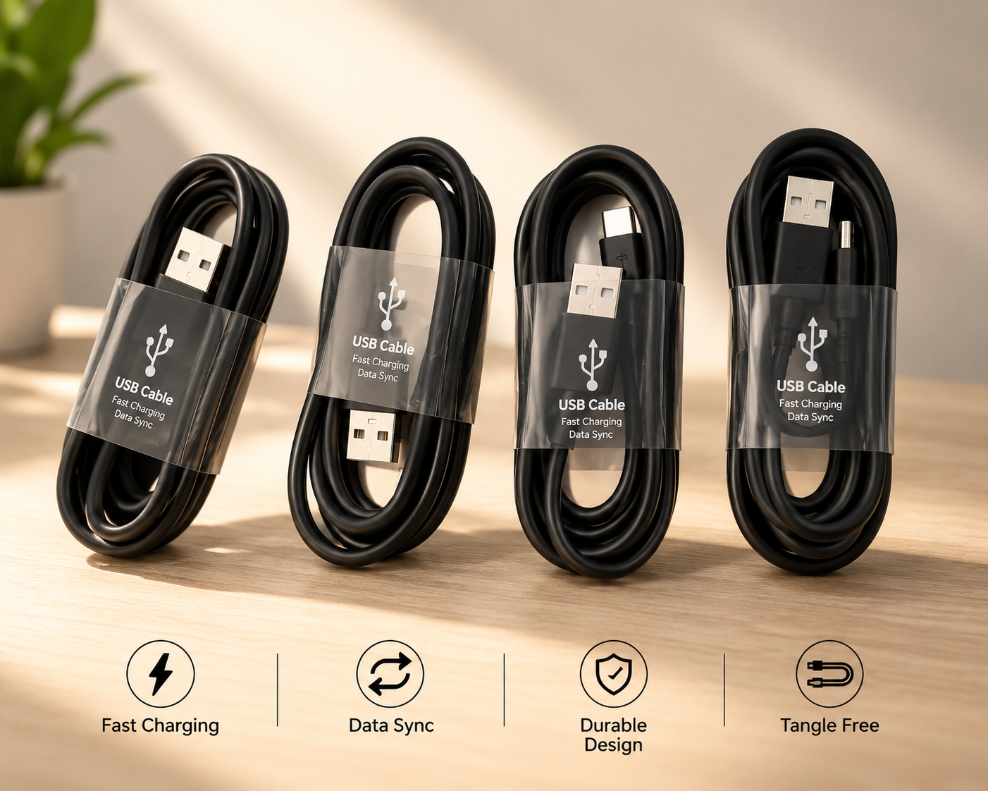 Rampow USB-C Kabel USB 2.0 auf USB Typ C 4er Set Ladekabel Datenkabel Schnell A6