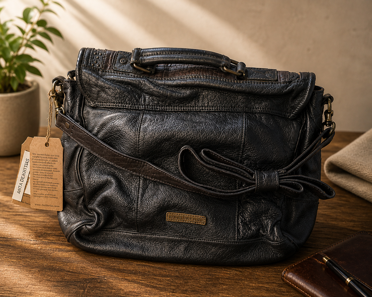Desiderius Mons Ätna Aktentasche Dark Olive Echtleder Herren Schultertasche H2