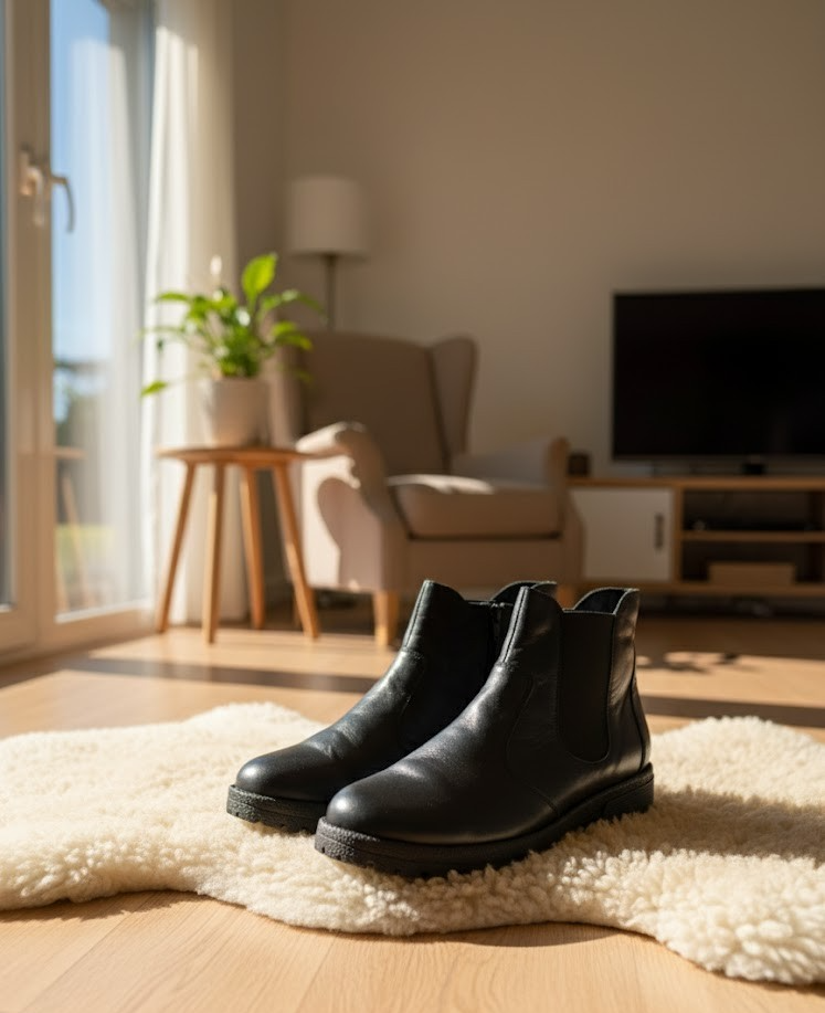 VITAFORM Damen-Stiefelette Softnappa Schwarz Lammfellfutter Größe 40 ✅