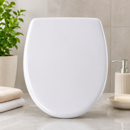 Abattant EASY WC Sitz Weiß Toilettensitz Edelstahl Scharnier stabil Komfort E1