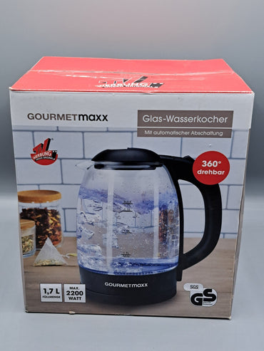 GOURMETmaxx Glas-Wasserkocher mit Frostglas-Design 1,7 Liter