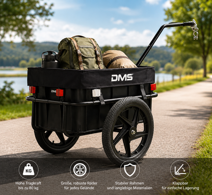 DMS 70L Fahrradanhänger mit Hochdeichsel - Schwarz (FH-01) HO-A23
