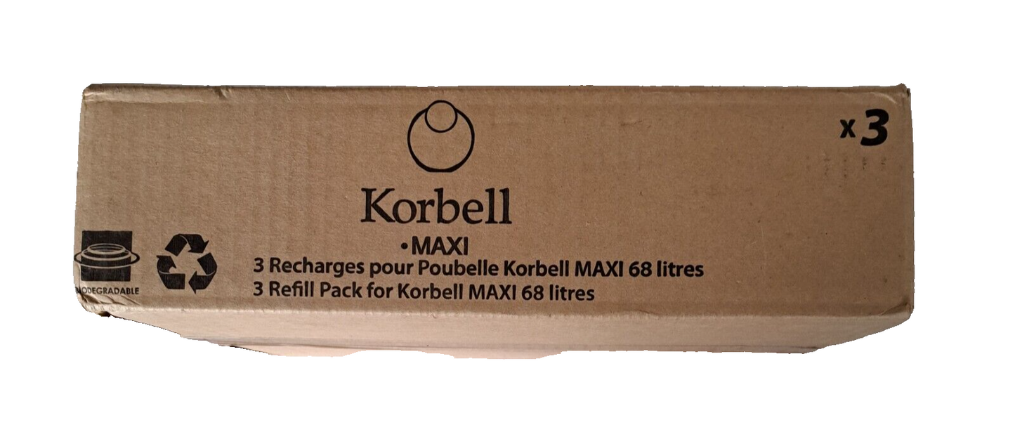 Korbell Maxi 3 Refill Pack für Korbell Maxi 68 Liter, Nachfüllpack Windeleimer