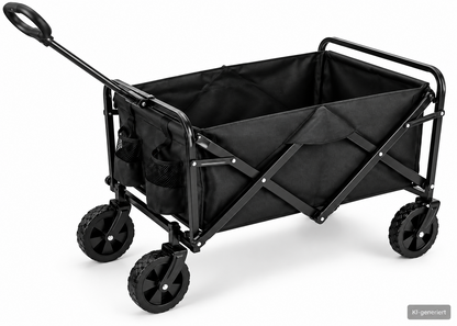 EASYmaxx Bollerwagen faltbar Schwarz Transportwagen Handwagen 4 Räder H32