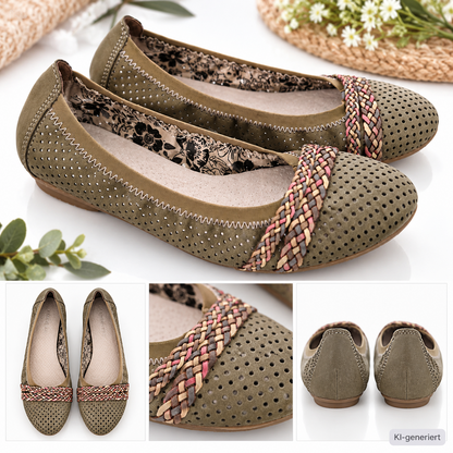 Rieker Antistress Damen Ballerinas Gr. 36 Grün 411469-54 Flecht-Detail G2