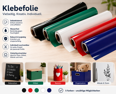 Belle Vous Plotterfolie 5 Farben 30x300cm Selbstklebende Vinylfolie Plotter D9