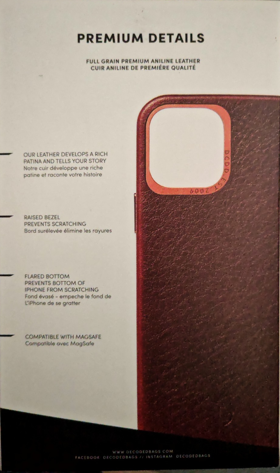 DECODED Leder Hülle iPhone 12 12 Pro 6,1" MagSafe Back Cover Braun Echtleder A9