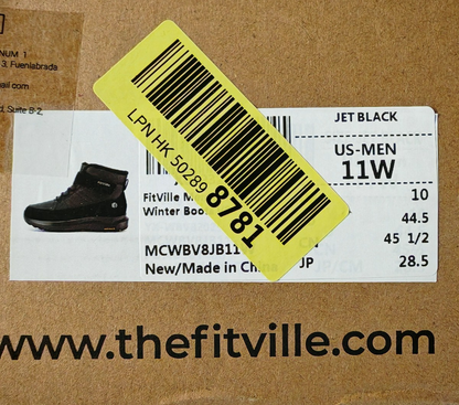 FitVille Winter Boots Herren Schwarz Gr. 44,5 Winterstiefel Warm Gefüttert G1