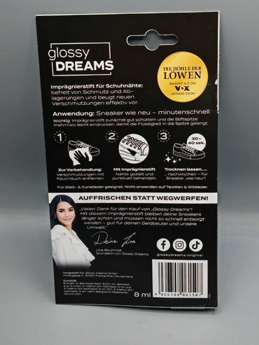 Glossy Dreams Imprägnierstift für Schuhnähte Schwarz Wasserfest Schuhpflege