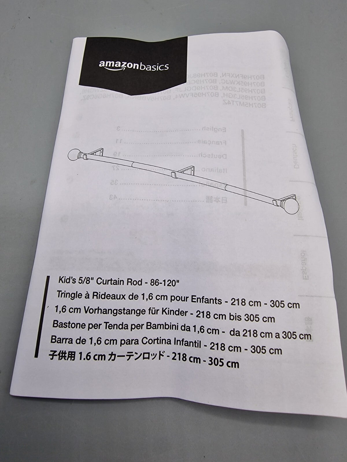 Amazon Basics Gardinenstange 218-305cm ausziehbar Deko Vorhangstange