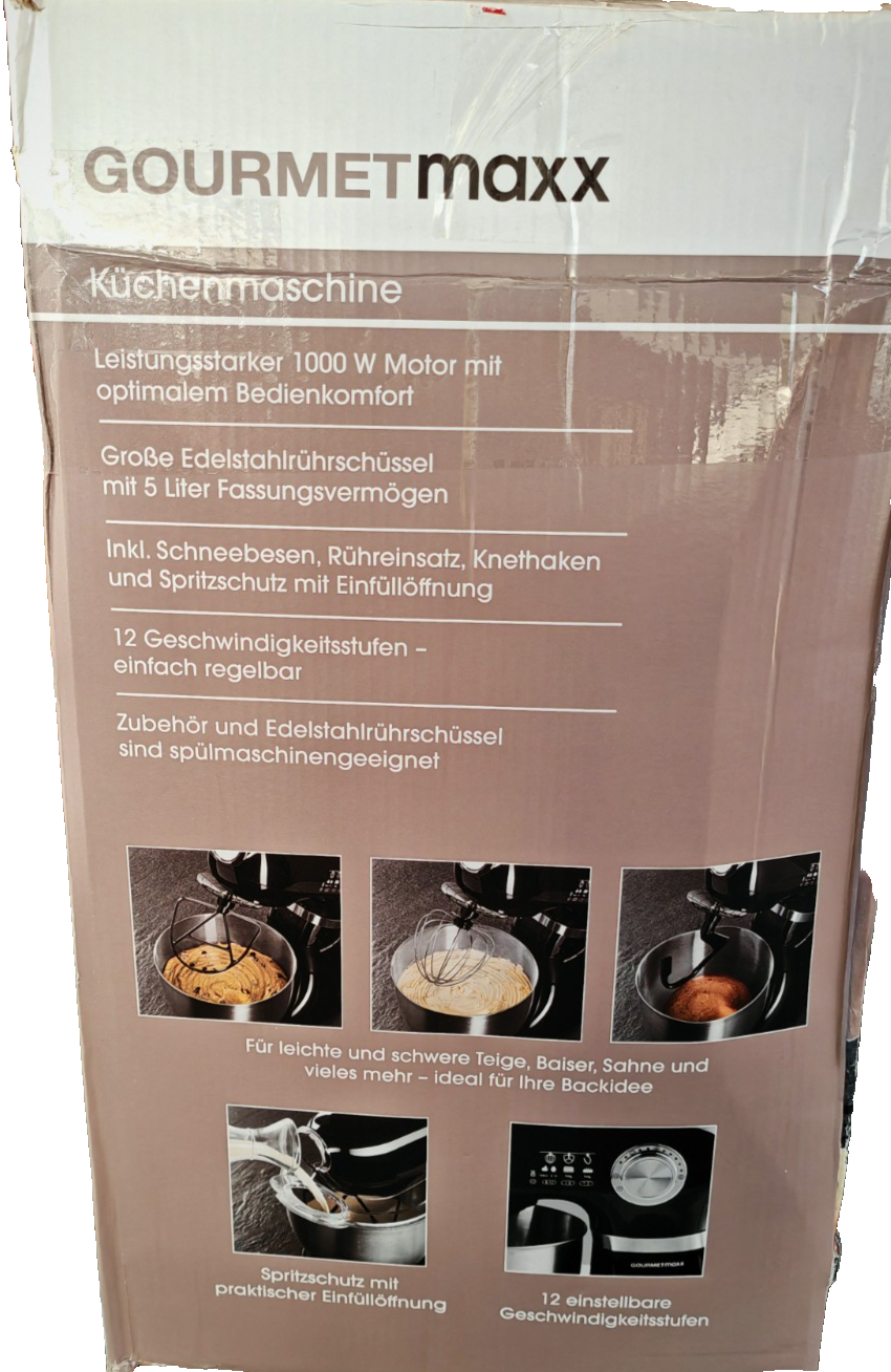 GOURMETmaxx Küchenmaschine Rührgerät Mixer Knetmaschine Schüssel Schwarz B8
