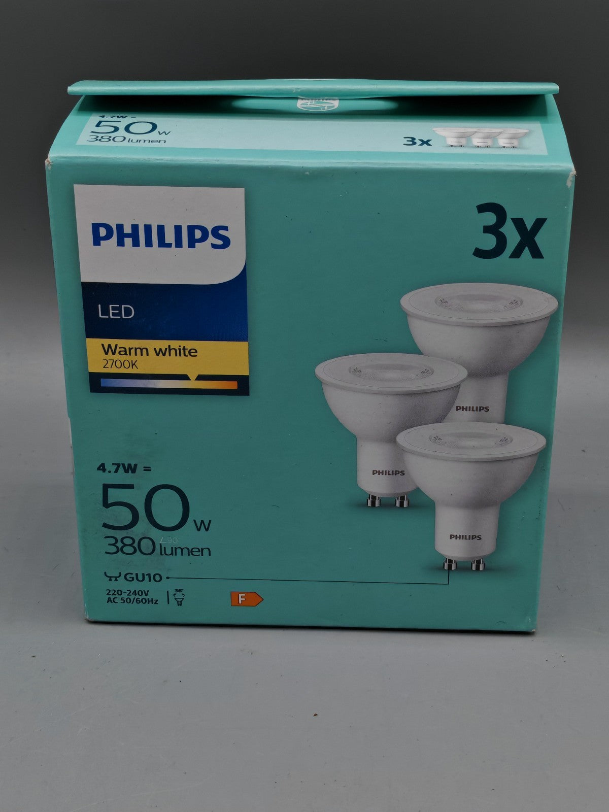 Philips LED 50W, GU10, Warmweiß 2700K, 3 Stück
