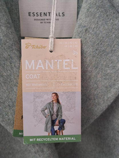 TCM Tchibo Damen Mantel Gr. 36 Mint Regular Fit Revers Übergangsmantel D3