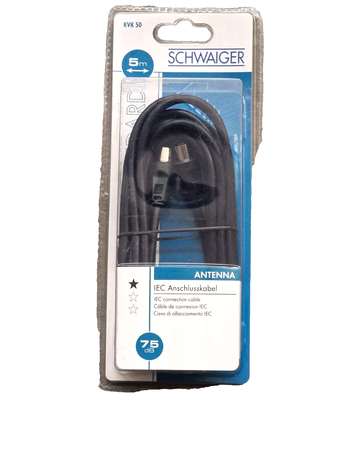 Schwaiger KVK50 IEC Anschlusskabel 5m Antennenkabel TV Kabel